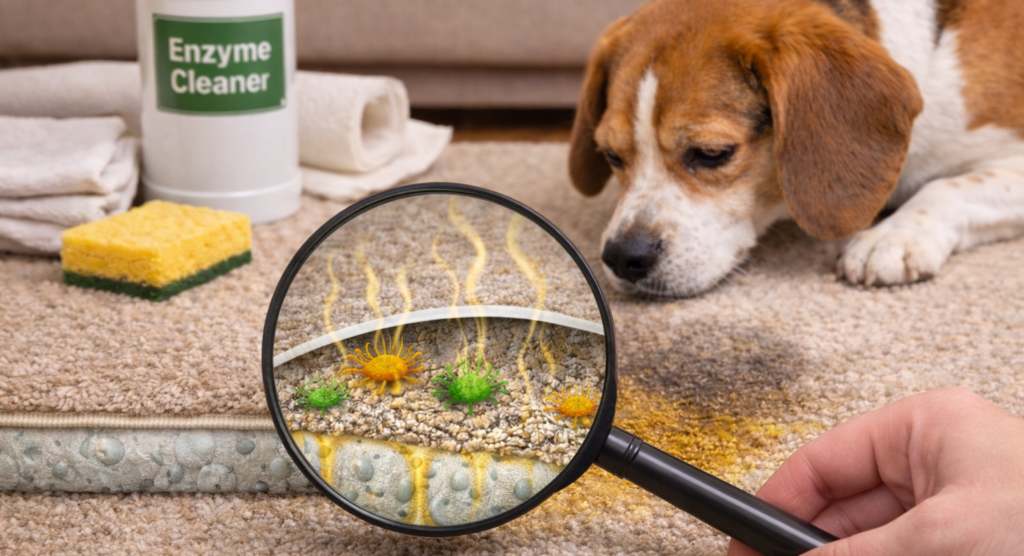 Why Pet Urine Smell Comes Back After Cleaning a Rug