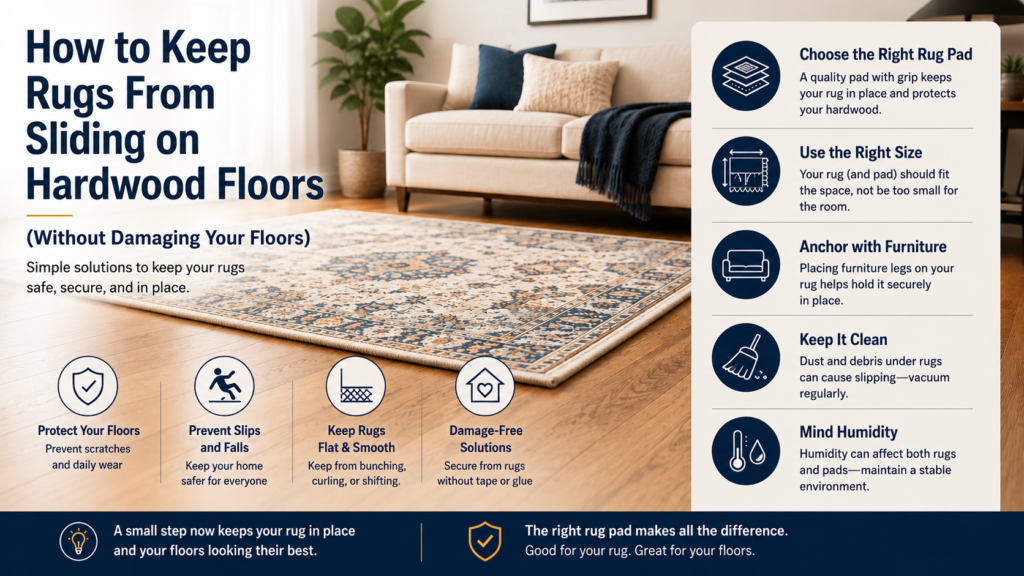 How to Keep Rugs From Sliding on Hardwood Floors (Without Damaging Your Floors) how to keep rugs from sliding no hardwood floor